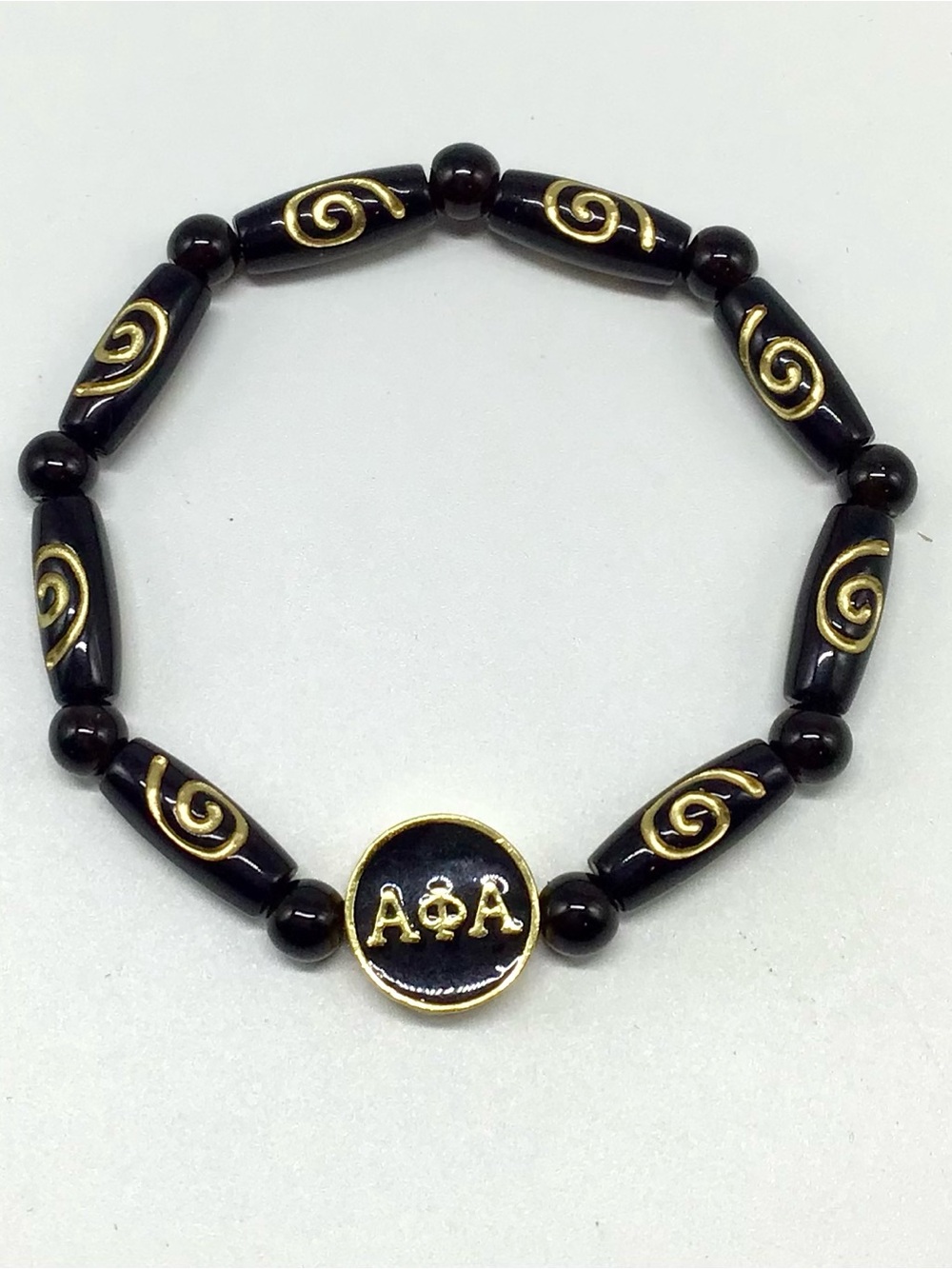 Alpha Phi Alpha Black and Gold Stretch Bracelet